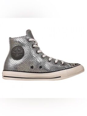 Converse High Top Sneaker in Silver Snake Print